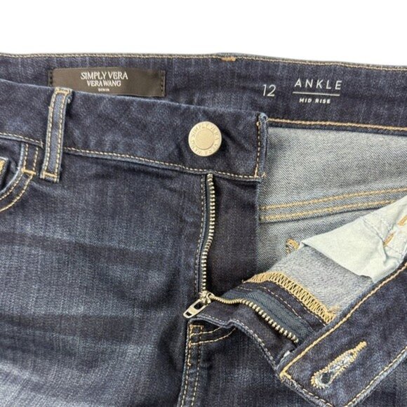 Simply Vera Vera Wang Ankle Mid-Rise Jeans Dark Wash Size 12 Like New - Picture 7 of 8